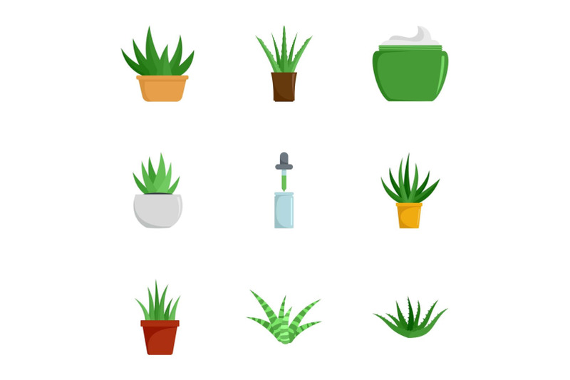 aloe-vera-plant-icon-set-flat-style