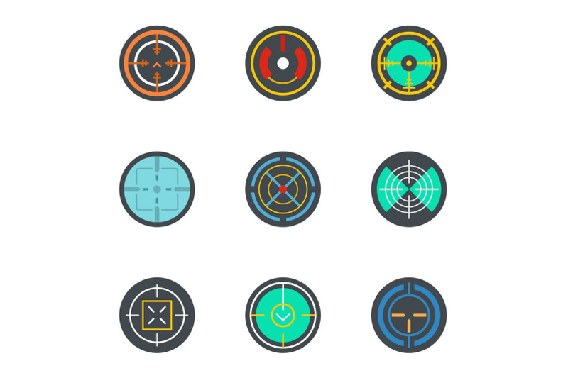 army-target-icon-set-flat-style