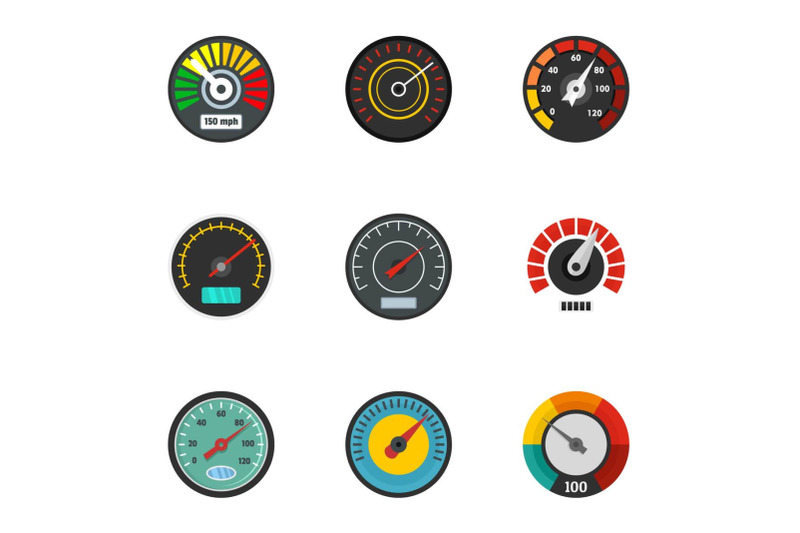 car-gauge-icon-set-flat-style