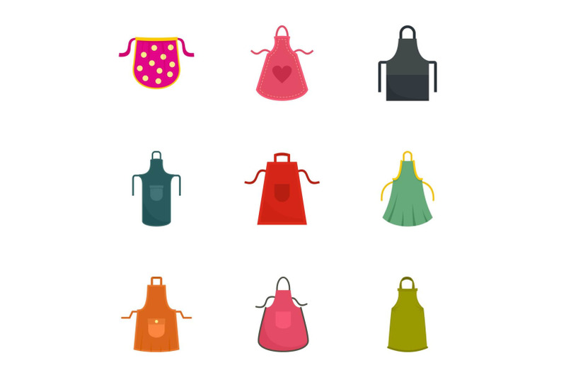 cotton-apron-icon-set-flat-style