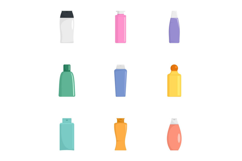 cream-bottle-icon-set-flat-style