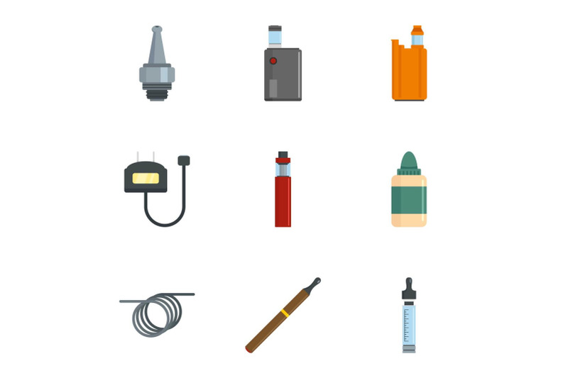 smoke-vaping-icon-set-flat-style