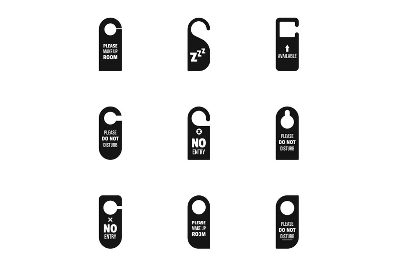 hotel-room-tag-icon-set-simple-style