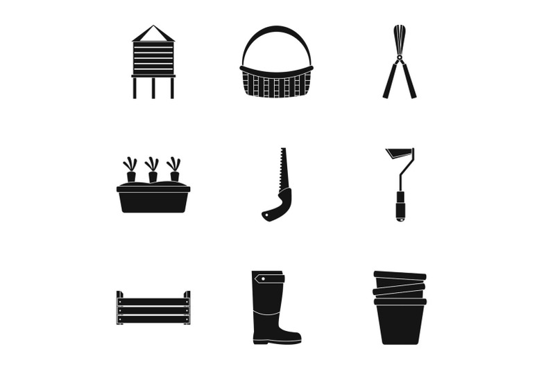 village-tool-icon-set-simple-style