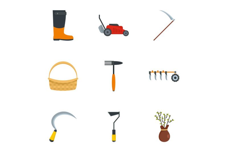 village-tool-icon-set-flat-style