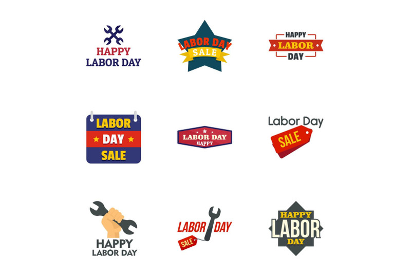 labor-day-final-sale-logo-set-flat-style