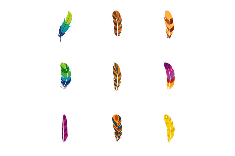 indian-feather-icon-set-flat-style
