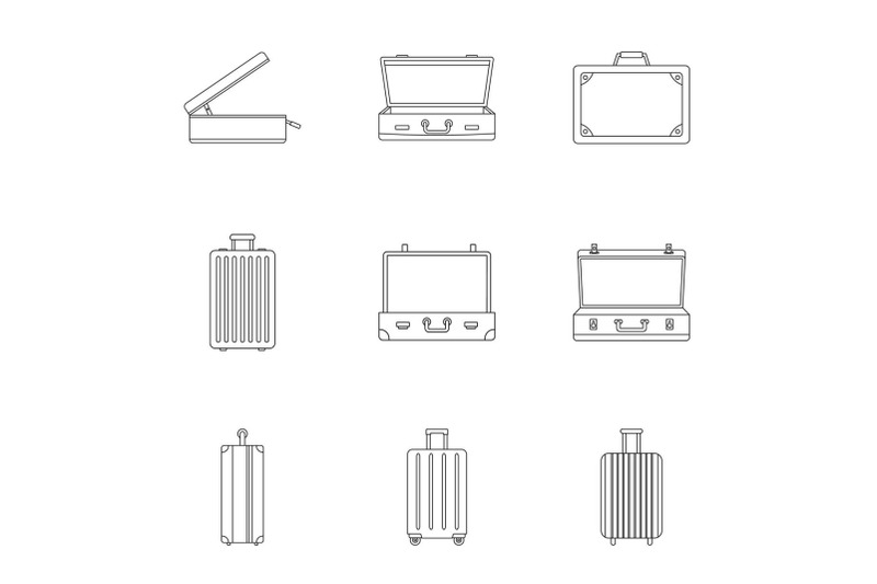 luggage-icon-set-outline-style