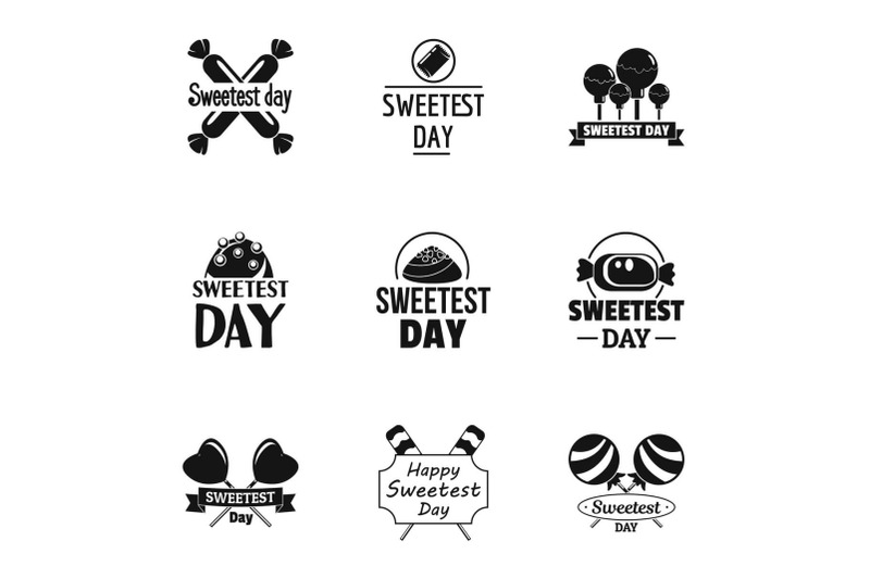 candy-sweetest-day-logo-set-simple-style