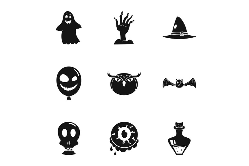 scary-halloween-icon-set-simple-style