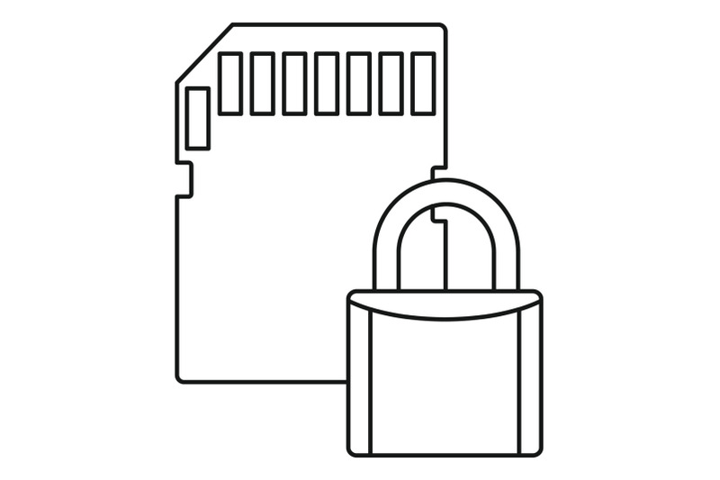 secured-sd-card-icon-outline-style