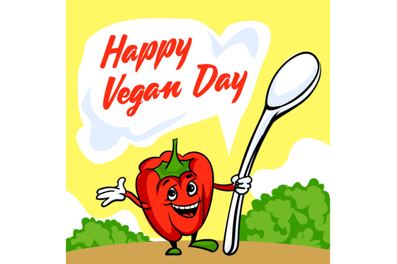 happy-vegan-day-concept-background-cartoon-style