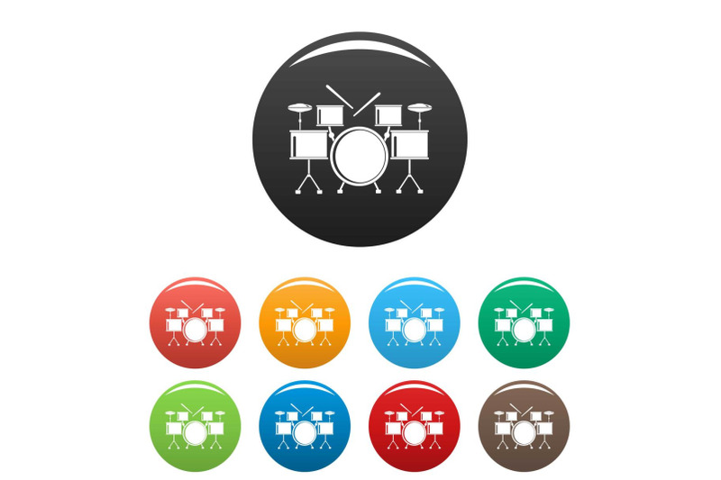 drums-set-icons-set-color