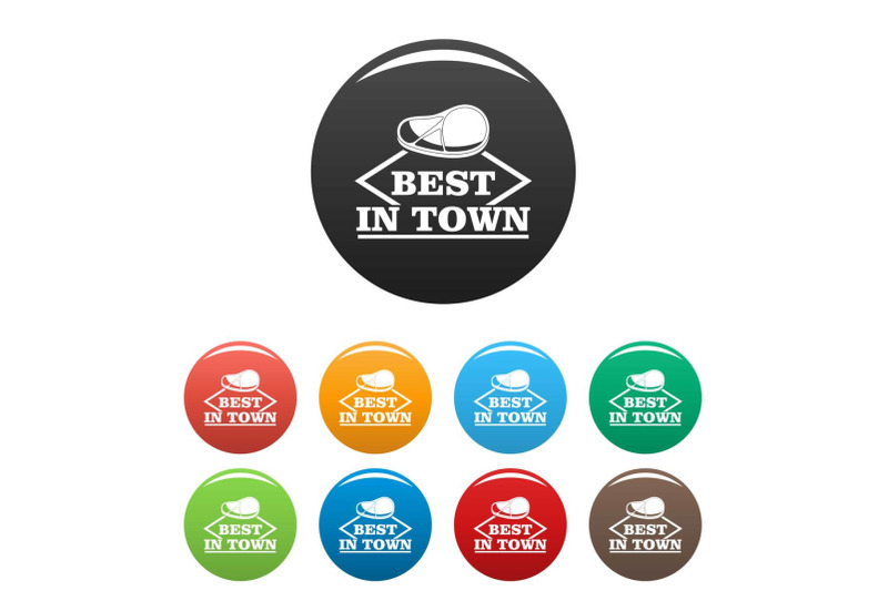 best-in-town-steak-icons-set-color