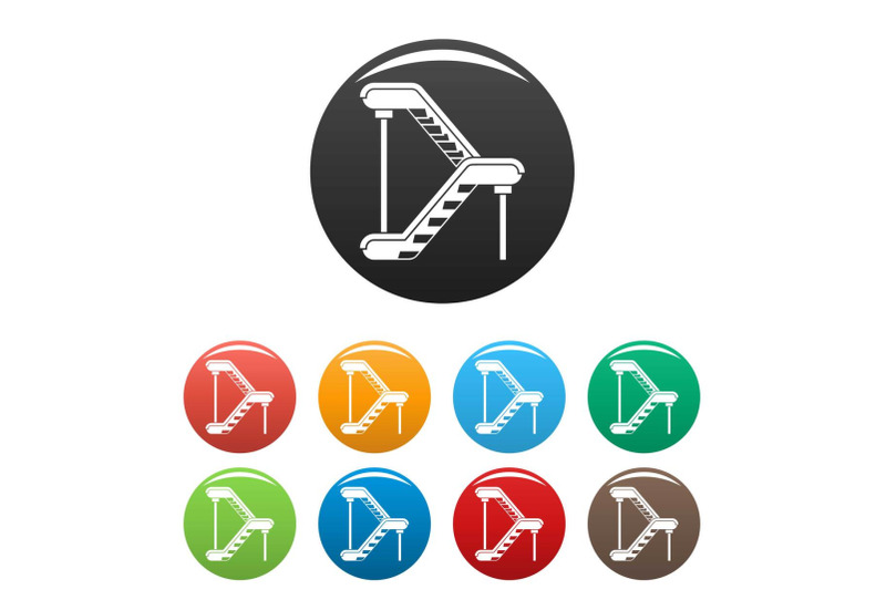 double-escalator-icons-set-color