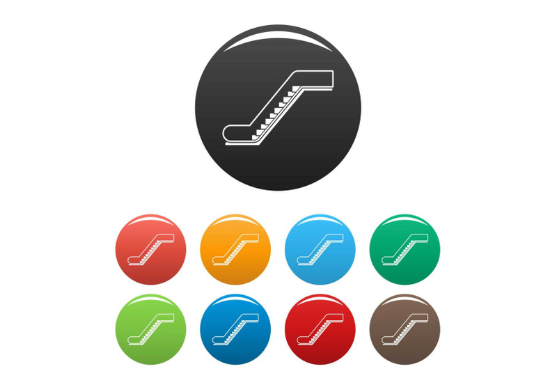 glass-escalator-icons-set-color
