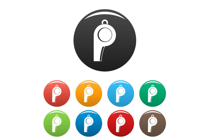 sport-whistle-icons-set-color