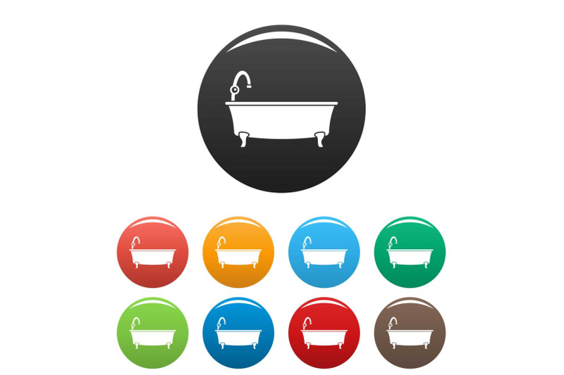 bathtube-icons-set-color