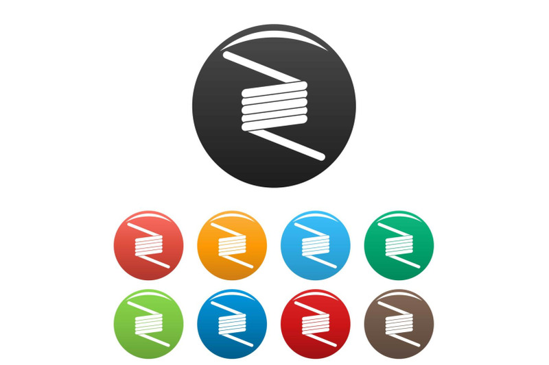 flexible-spring-cable-icons-set-color