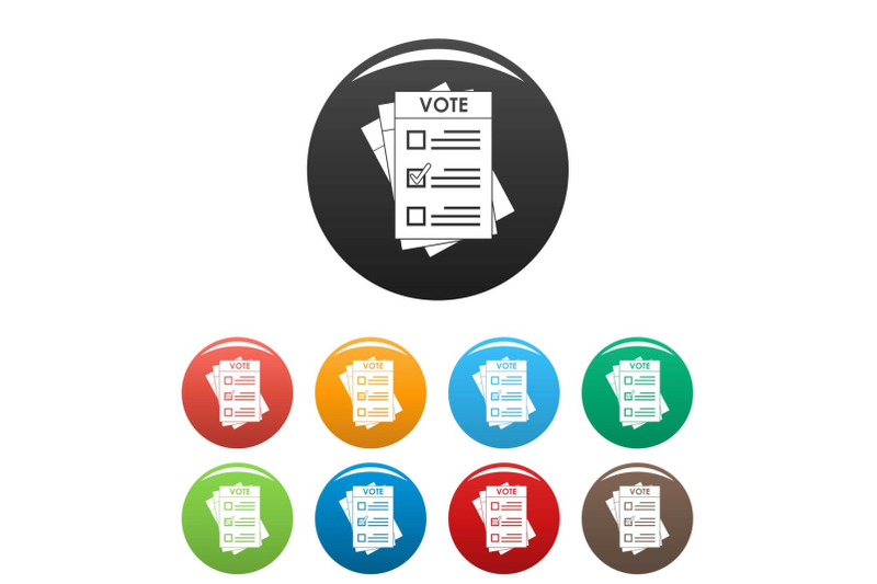 election-paper-icons-set-color