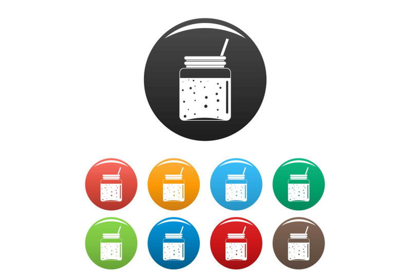 blackberry-smoothie-icons-set-color