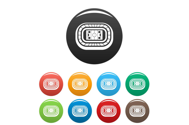 ice-hockey-arena-icons-set-color