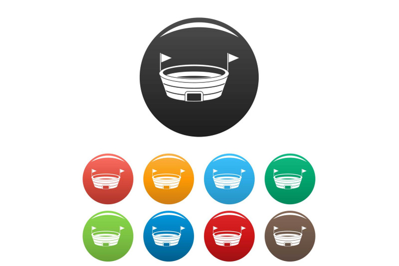 run-sport-arena-icons-set-color