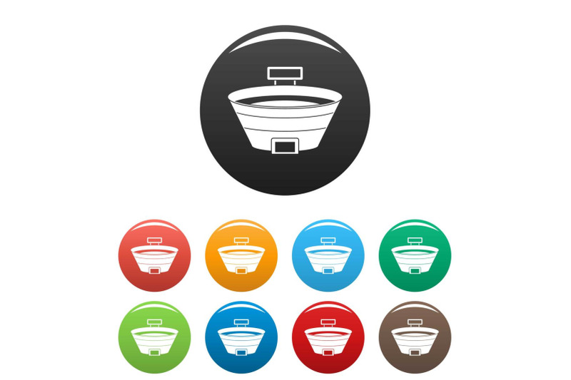 baseball-sport-arena-icons-set-color