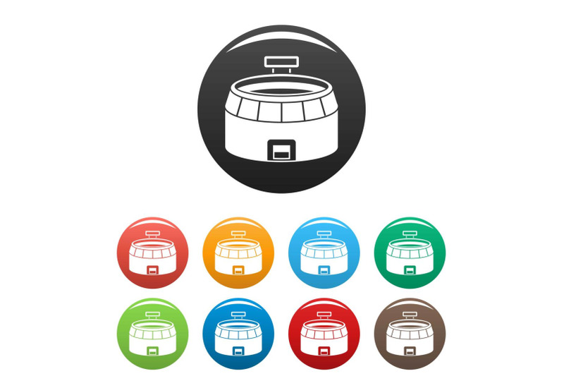 football-arena-icons-set-color