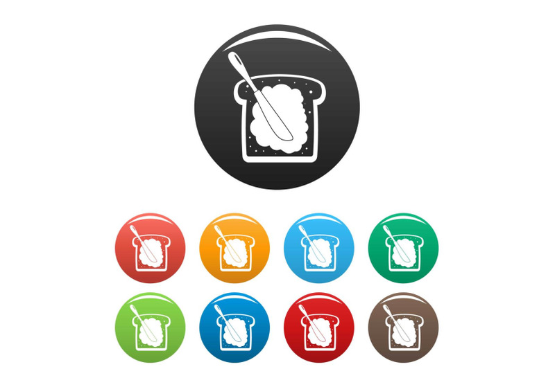 butter-on-bread-icons-set-color