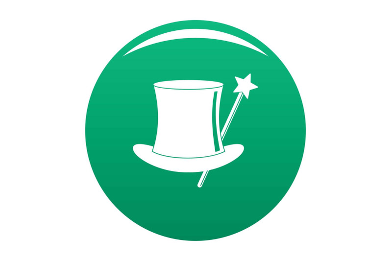 hat-with-a-wand-icon-vector-green