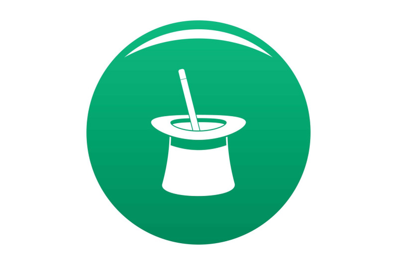 wand-in-hat-icon-vector-green