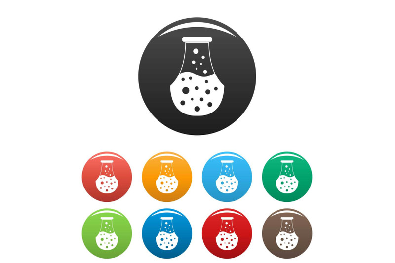 chemistry-potion-flask-icons-set-color