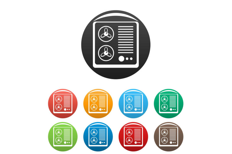 double-fan-conditioner-icons-set-color