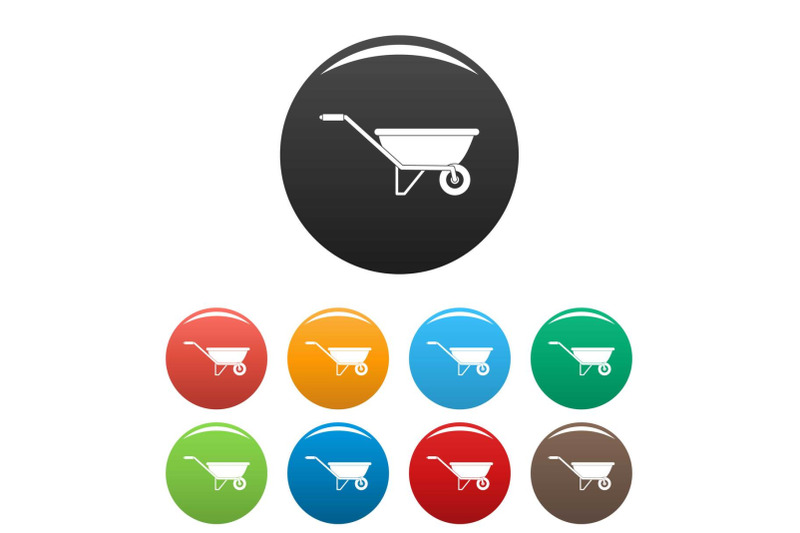 one-wheel-barrow-icons-set-color