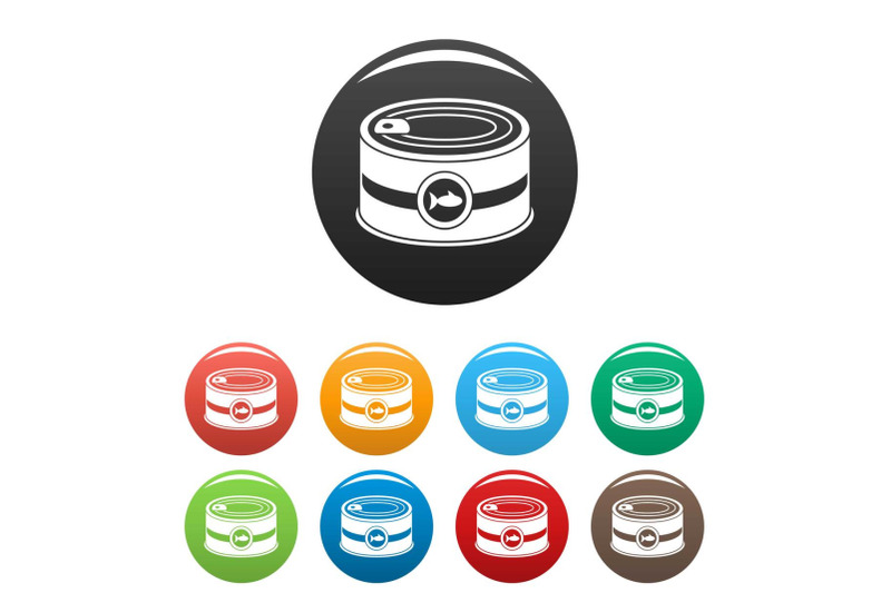 fish-tin-can-icons-set-color