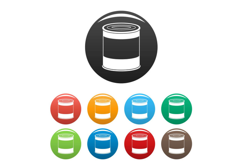 food-tin-can-icons-set-color