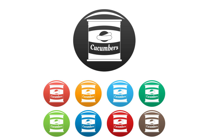 cucumbers-tin-can-icons-set-color