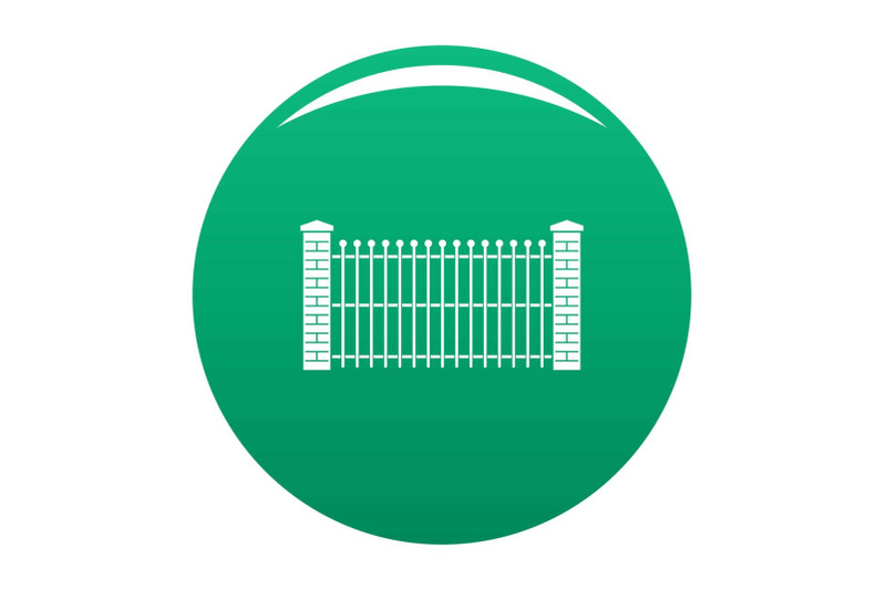 brick-and-metal-fence-icon-vector-green