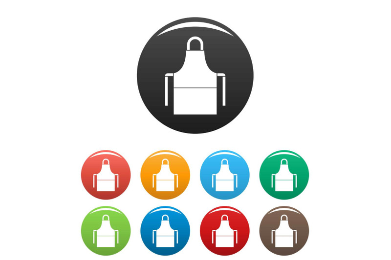 work-apron-icons-set-color