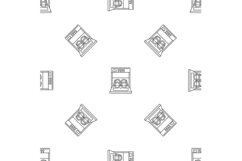 open-dishwasher-pattern-seamless-vector