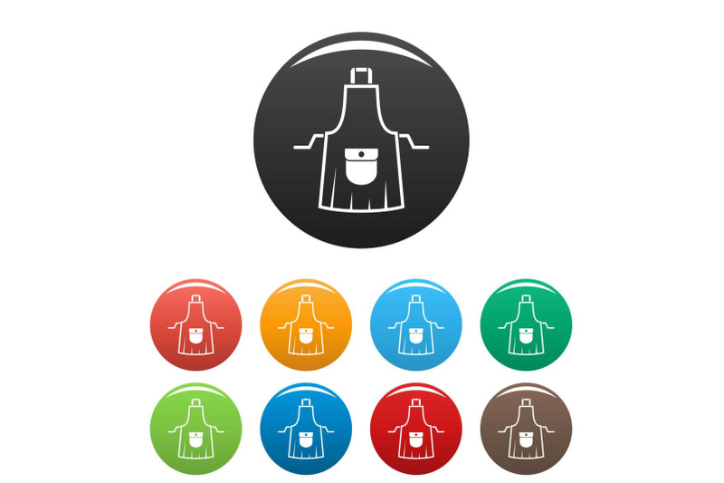 housewife-apron-icons-set-color