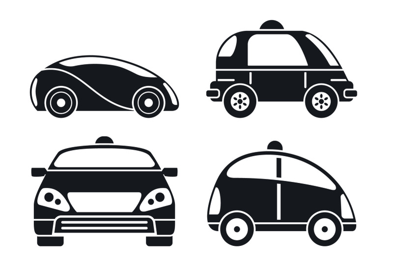 driverless-car-icon-set-simple-style