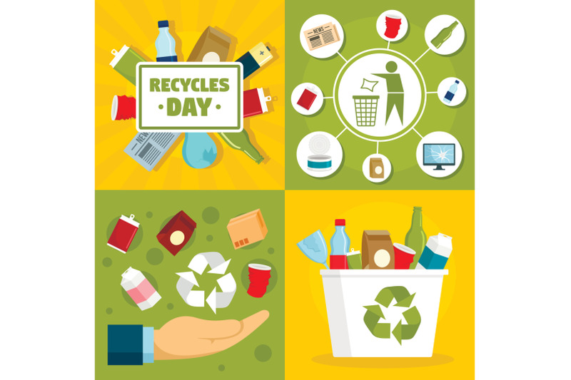 recycles-day-banner-set-flat-style