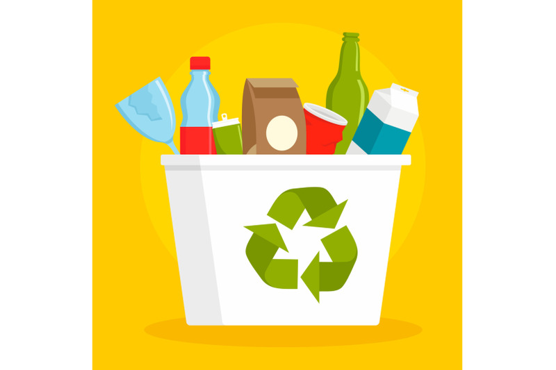 recycle-basket-concept-background-flat-style