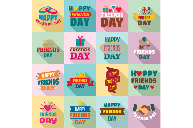 friends-day-logo-set-flat-style