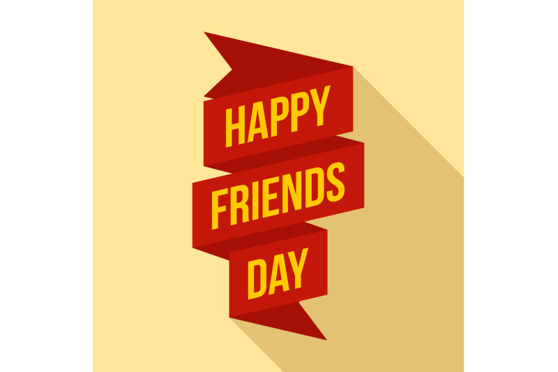 happy-friends-day-ribbon-logo-flat-style