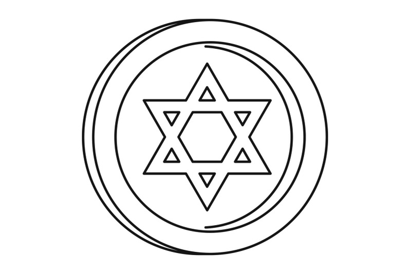 jewish-star-coin-icon-outline-style