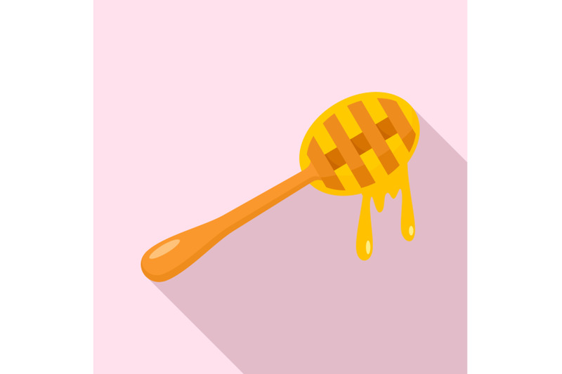 wood-honey-spoon-icon-flat-style