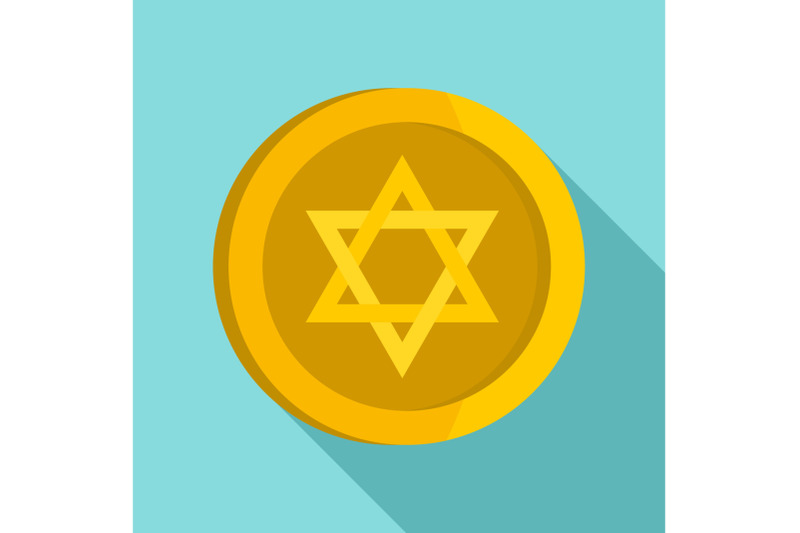 jewish-star-coin-icon-flat-style